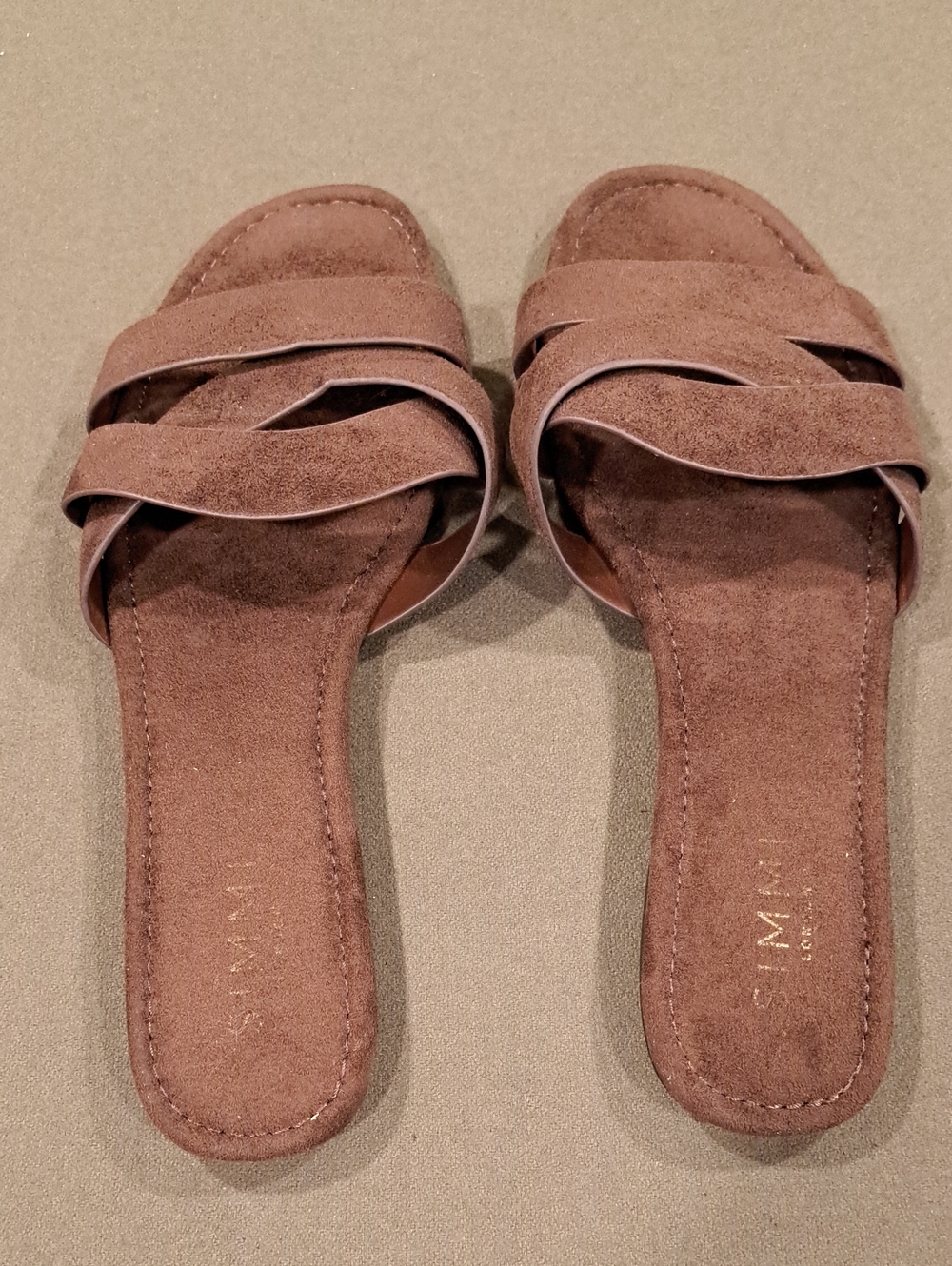 Simmi London Jade Brown Faux Suede Crossover Flats Sandals - Size: 10 - Picture 5 of 10